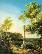 Canaletto Capriccio-River Landscape with a Column, a Ruined Roman Arch and Reminiscences of England Sweden oil painting artist