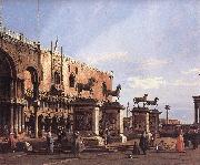 Canaletto Capriccio: The Horses of San Marco in the Piazzetta oil painting