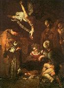 Caravaggio The Nativity with Saints Francis and Lawrence oil painting
