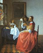 JanVermeer A Lady and Two Gentlemen oil painting artist