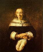 Rembrandt Portrait of a Lady with an Ostrich Feather Fan oil painting on canvas