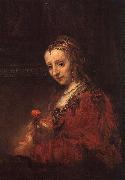 Rembrandt Lady with a Pink Sweden oil painting artist