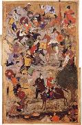 Bihzad Tamerlane leading the assault of the castle of the knights of the Hospitallers of Saint john at Smyrna painting