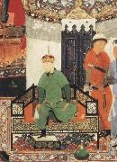 Bihzad Timur enthroned and holding the white kerchief of rule Sweden oil painting artist
