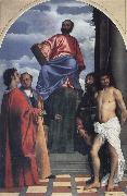 Titian St Mark with SS Cosmas,Damian,Roch and Sebastian oil
