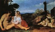 Titian THe Three ages of Man oil painting on canvas
