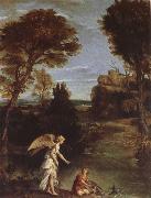 Domenichino Landscape with Tobias as far hold of the fish Sweden oil painting artist
