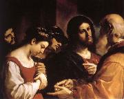GUERCINO Jesus and aktenskapsbryterskan oil painting on canvas