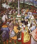 Pinturicchio Aeneas Piccolomini Introduces Eleonora of Portugal to Frederick III oil painting on canvas