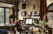 puccini puccini at home in the music room of his villa at torre del lago Sweden oil painting artist
