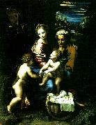 Raphael holy family with st john the baptist painting