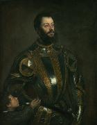Titian Portrait of Alfonso d'Avalos (1502-1546), in Armor with a Page Sweden oil painting artist