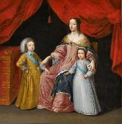 Anonymous Anna of Austria with her children painting