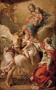 Gandolfi,Gaetano St Giustina and the Guardian Angel Commending the Soul of an Infant to the Madonna and Child oil painting