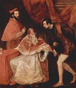 Titian Portrat des Papstes Paulus III mit Kardinal Alessandro Farnese und Herzog Ottavio Farnese. Sweden oil painting artist