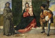 Titian La Virgen con el Nino, entre San Antonio de Padua y San Roque Sweden oil painting artist