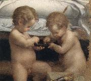 Correggio Danae,Detail of the two cupids Sweden oil painting artist
