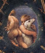 Correggio Detail of an oval with a putto embracing a dog Sweden oil painting artist