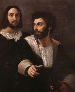 Raffaello Portrait de l'artiste avec un ami oil painting on canvas