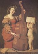 Domenichino Cecilia with an angel Holding Music (mk05) oil painting on canvas