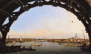 Canaletto Panorama di Londra attraverso un arcata del ponte di Westminster (mk21) oil