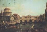 Canaletto Capriccio con un ponte di Rialto immaginario e altri edifici (mk21) oil painting