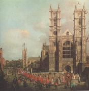 Canaletto L'abbazia di Westminster con la processione dei cavalieri dell'Ordine del Bagno (mk21) oil