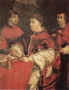 Raphael Pope Leo X with Cardinals Giulio de'Medici and Luigi de'Rossi Sweden oil painting artist