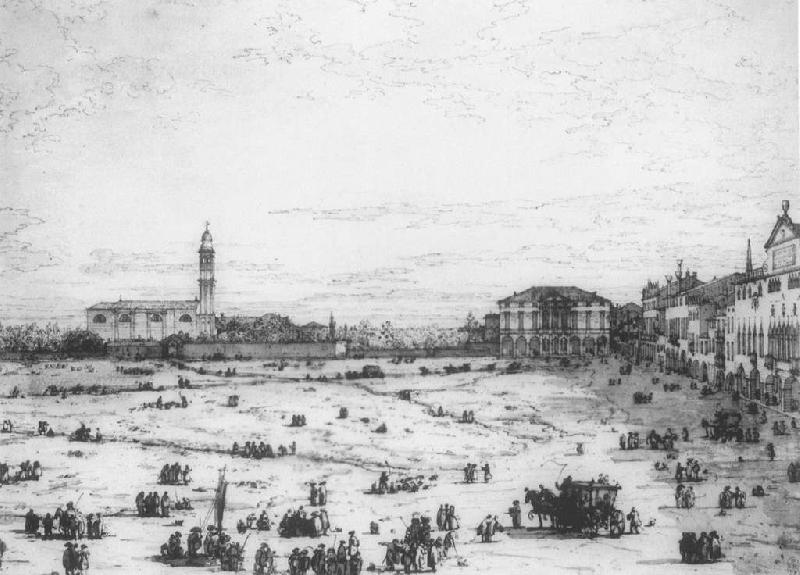 Canaletto Padua: The Prato della Valle with Santa Giustinia and the Church of Misericordia (sheet 2) cfsd oil painting image