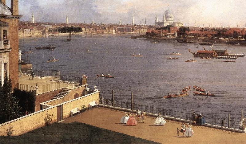 Canaletto London: The Thames and the City of London from Richmond House (detail) d oil painting picture
