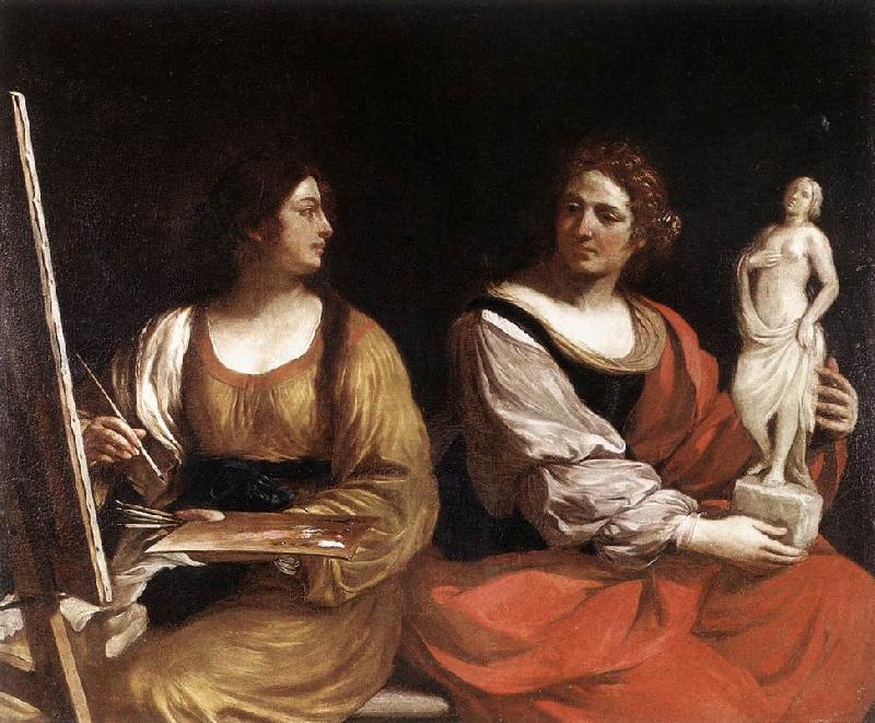 GUERCINO Allegory of Painting and Sculpture sdg Sweden oil painting art