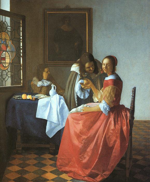 JanVermeer A Lady and Two Gentlemen Sweden oil painting art