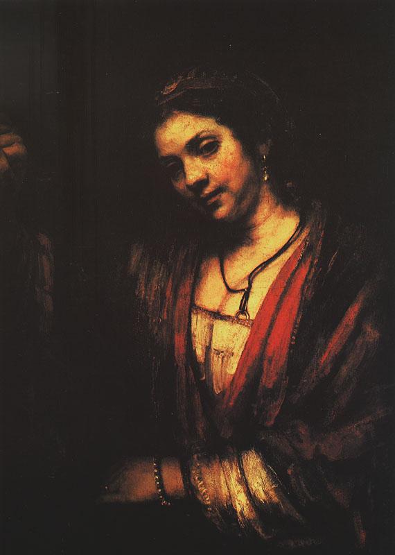 Rembrandt Hendrickje at an Open Door oil painting image