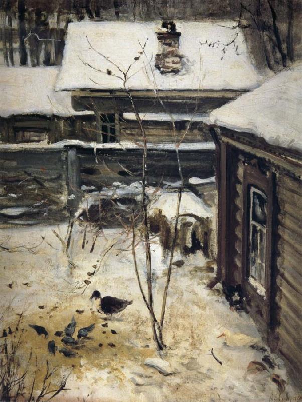 A.K.Cabpacob Yard-Winter Sweden oil painting art