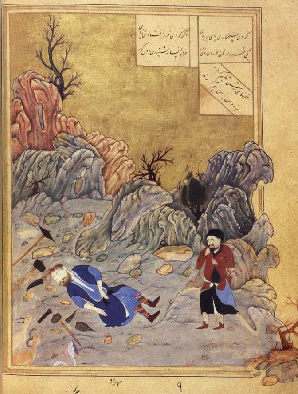 Bihzad The suicide of the artist Farhad,forbidden union with the lovely Shirin Sweden oil painting art
