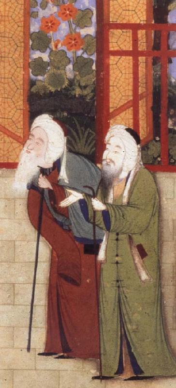 Bihzad Portrait of jami leaning on a staff,with another scholar of Sultan Husayn-s court Sweden oil painting art