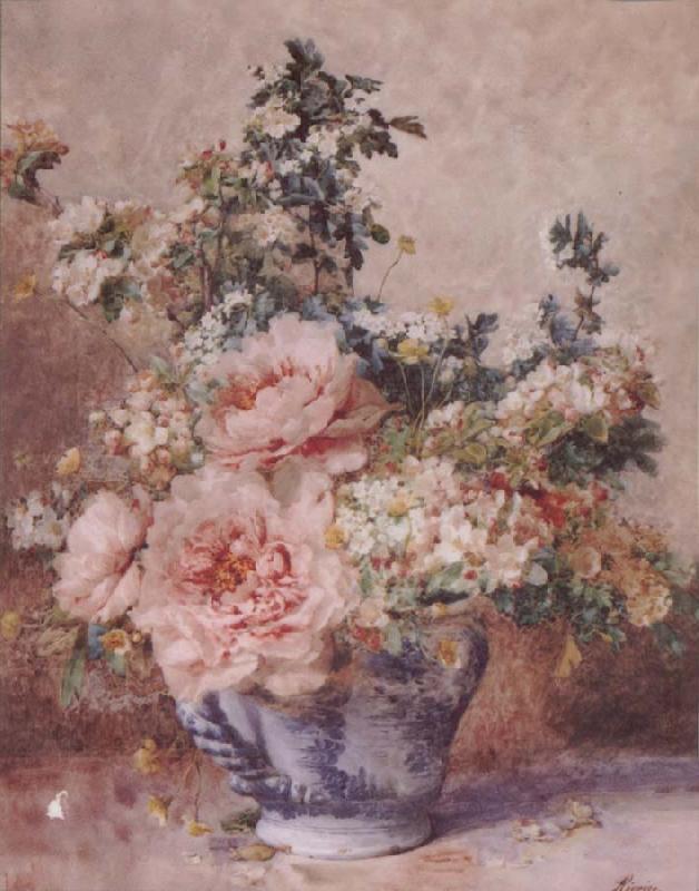 F.Rivoire Apple Blossoms with Peonies Sweden oil painting art