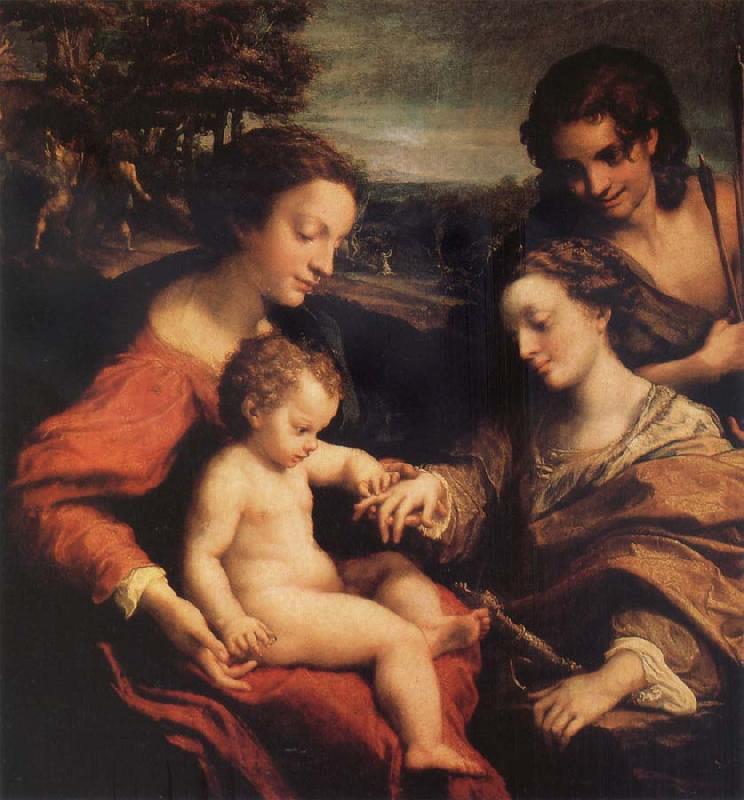 Correggio The marriage mistico of Holy Catalina with San Sebastian Sweden oil painting art