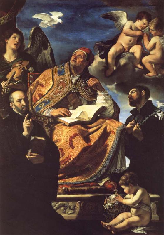 GUERCINO Saint Gregory the Great with Saints Ignatius Loyola and Francis Xavier Sweden oil painting art
