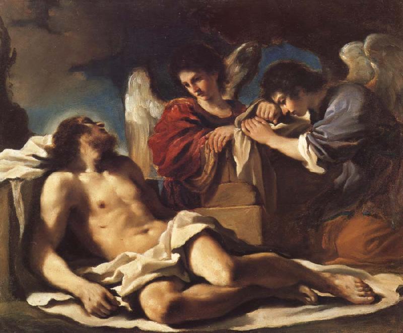 GUERCINO The Dead Christ Mourned by two Angels Sweden oil painting art