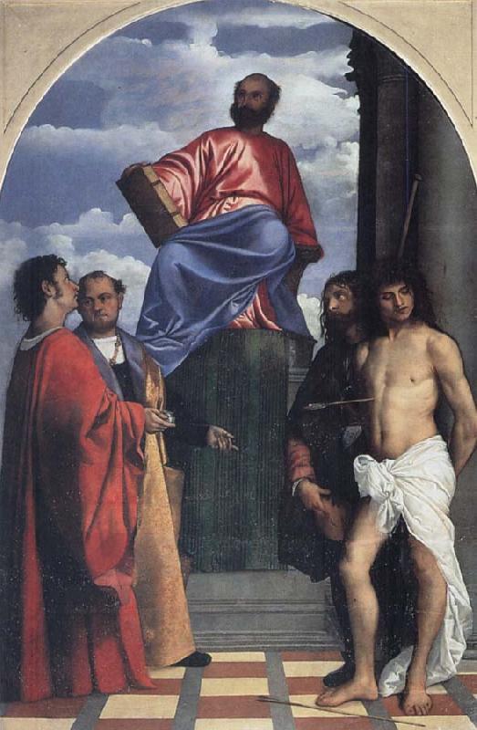 Titian St Mark with SS Cosmas,Damian,Roch and Sebastian oil painting picture