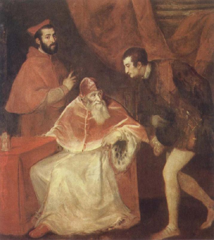 Titian Pope Paul III and his Cousins Alessandro and Ottavio Farneses of Youth oil painting picture
