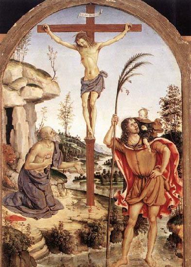 Pinturicchio The Crucifixion with Sts Jerome and Christopher oil painting picture