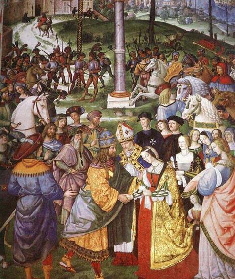 Pinturicchio Aeneas Piccolomini Introduces Eleonora of Portugal to Frederick III oil painting image