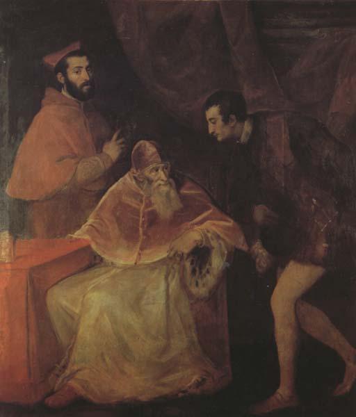 Titian Pope Paul III,Cardinal Alessandro Farnese and Duke Ottavio Farnese (mk45) oil painting picture