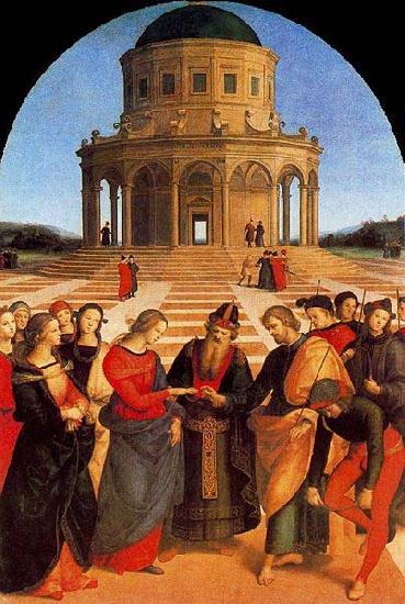Raphael The Wedding of the Virgin, Raphael most sophisticated altarpiece of this period. oil painting picture