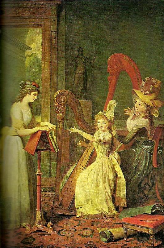 mauzaise princess adelaide dorleans taking aharp lesson with mme de genlis, c. oil painting image