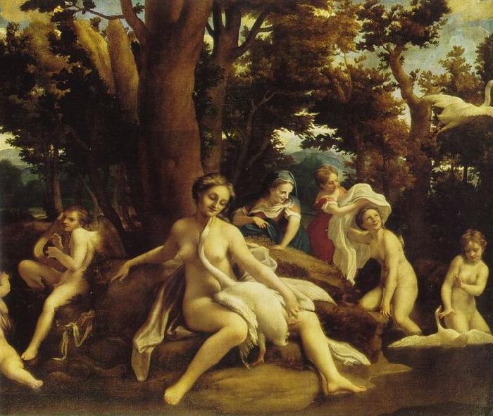 Correggio Leda mit dem Schwan Sweden oil painting art