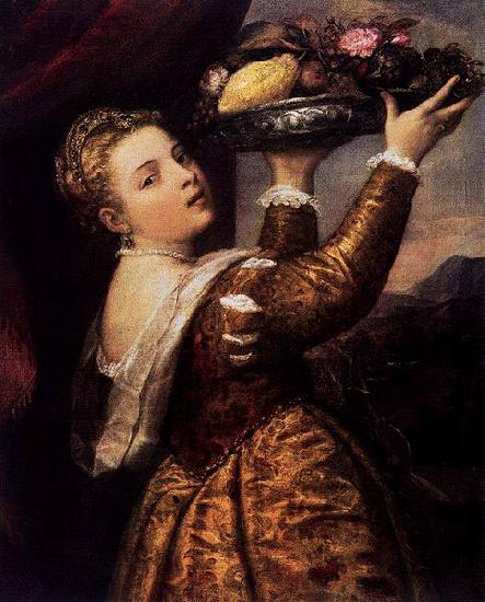 Titian Girl with a Platter of Fruit oil painting image