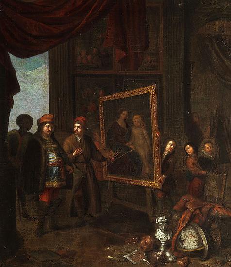 Anonymous A nobleman visits an artist in his studio Sweden oil painting art